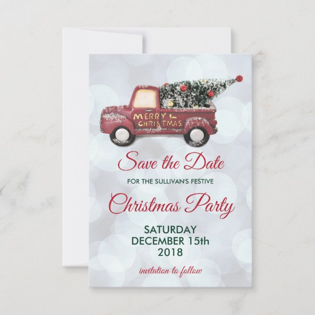 Invitation Livraison de petit camion rouge Noël Enregistrer l (Devant)