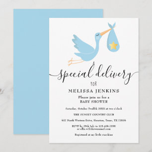 Invitation Livraison spéciale Baby shower étoile Stork