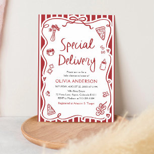 Invitation Livraison spéciale Baby Shower Pizza italienne
