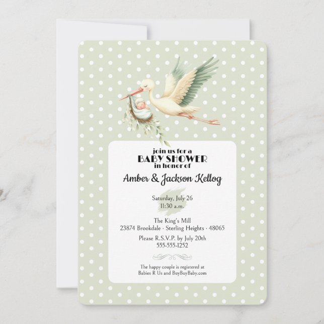 Invitation Livraison spéciale baby shower Stork 2 (Devant)