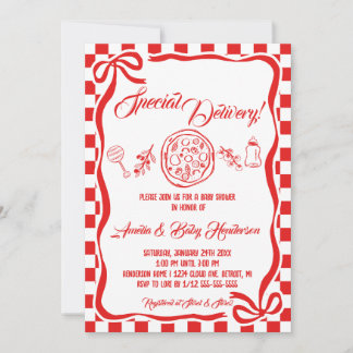 Invitation Livraison Spéciale Italienne Pizza Bébé Show Fanta