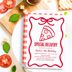Invitation Livraison Spéciale Pizza Dessinée à la Main Annive