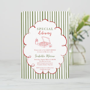 Invitation Livraison Spéciale Pizza Tout en Un Baby Shower