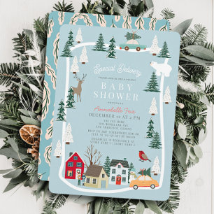 Invitation Livraison spéciale Vacances Ville Blue Boy Baby sh
