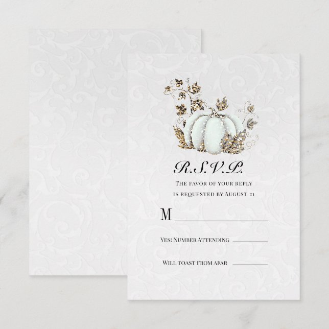 Invitation Livre blanc Fairytale Citrouille Réponse RSVP (Devant / Derrière)