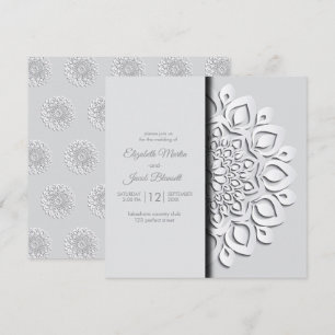 Invitation Livre blanc moderne coupé Mandala Peekaboo Mariage