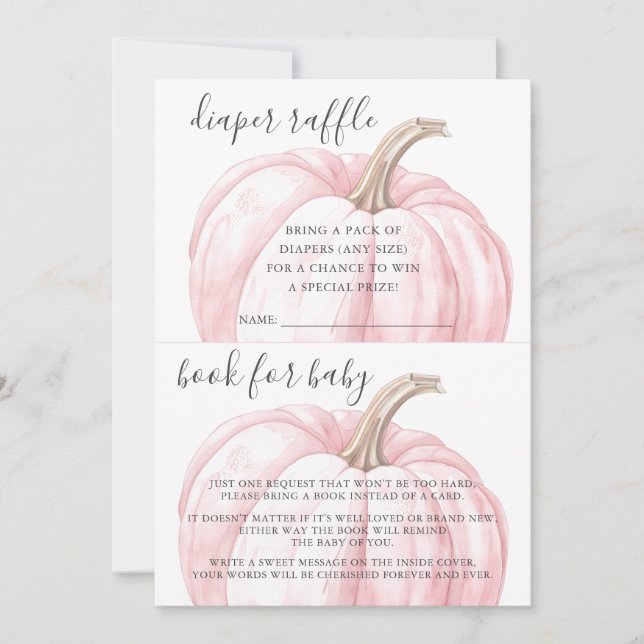 Invitation Livre Citrouille rose de caleçon pour Baby shower (Devant)