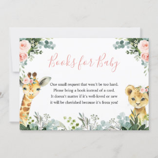 Invitation Livre de Baby shower animal pour filles Safari pou