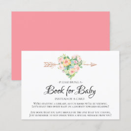 Invitation Livre de Baby shower Coeur d'aquarelle rose pour b