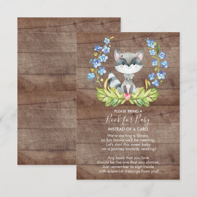 Invitation Livre de Baby shower de Cute Raccoon pour Baby Car (Devant / Derrière)