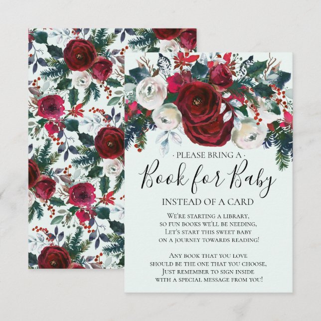 Invitation Livre de Baby shower Floral de fleurs d'hiver pour (Devant / Derrière)