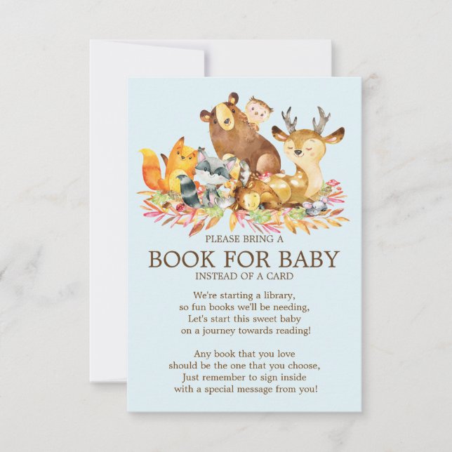 Invitation Livre de Baby shower pour animaux de bois pour béb (Devant)