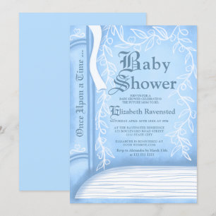 Invitation Livre de conte de fées rose garçon baby shower