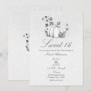 Invitation Livre d'histoire Argent Blanc Citrouille Fairy Tal
