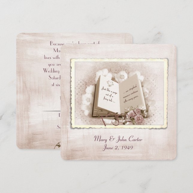 Invitation Livre d'histoire de renouvellement de Vow mariage (Devant / Derrière)