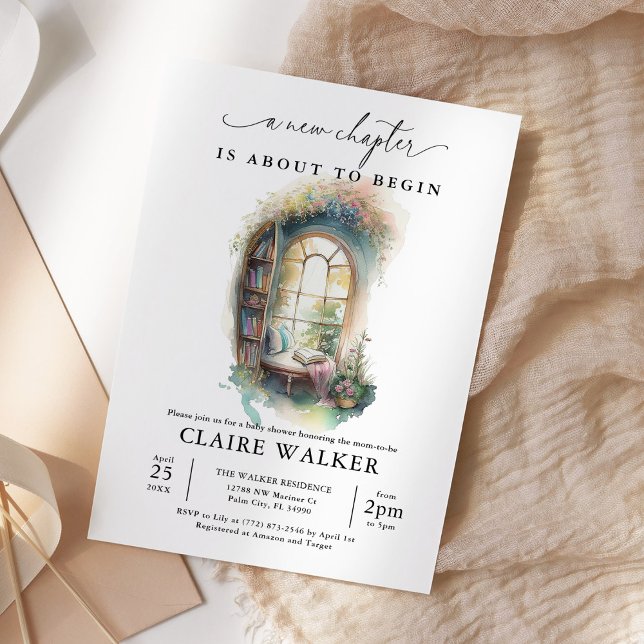 Invitation Livre D'Histoire Un Nouveau Chapitre Livre Baby sh (Créateur téléchargé)