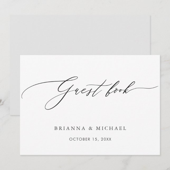 Invitation Livre d'or d'annonce de calligraphie élégante simp (Devant / Derrière)