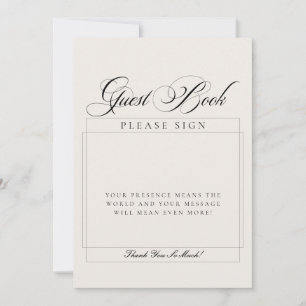 Invitation Livre d'or de calligraphie noir ivoire classique S