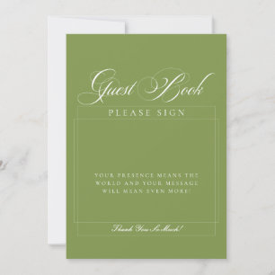 Invitation Livre d'or de calligraphie verte en ivoire classiq
