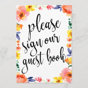 Invitation Livre d'or de mariage abordable Panneau floral Boh