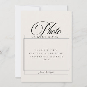 Invitation Livre d'or de mariage classique en ivoire noir ave