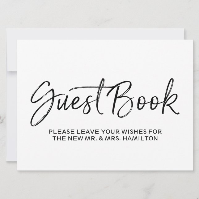Invitation Livre d'or de mariage | Lettres dorées élégantes (Devant)