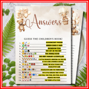 Invitation LIVRE ENFANTS EMOJI JEU Baby shower JEU Ours