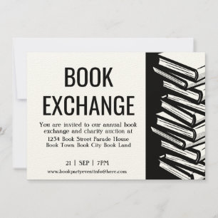 Invitation Livre Exchange Black White Felt Ecru