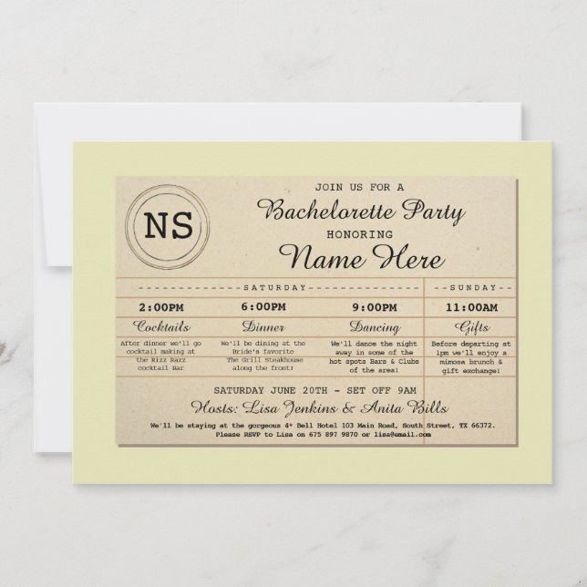 Invitation Livre itinéraire de bibliothèque de Bachelorette (Devant)