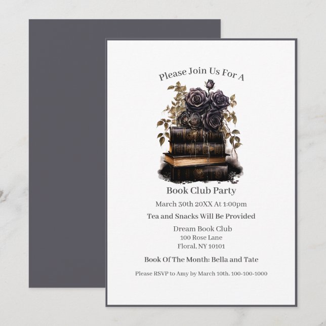 Invitation Livre Lover, Moral Grey, Book Club (Devant / Derrière)