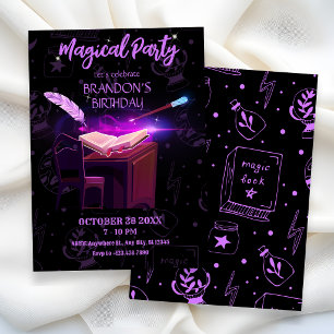 Invitation livre magique sorcière