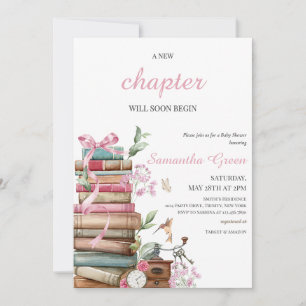Invitation Livre rose Baby shower à thème