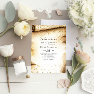 Invitation Livre Scroll Rustic Quinceañera fête d'anniversair
