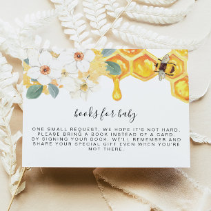 Invitation Livres abeille miel floral pour bébé encart