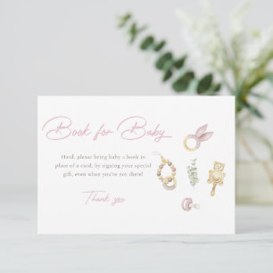 Invitation Livres Baby shower Fille Rose Pour Baby Card