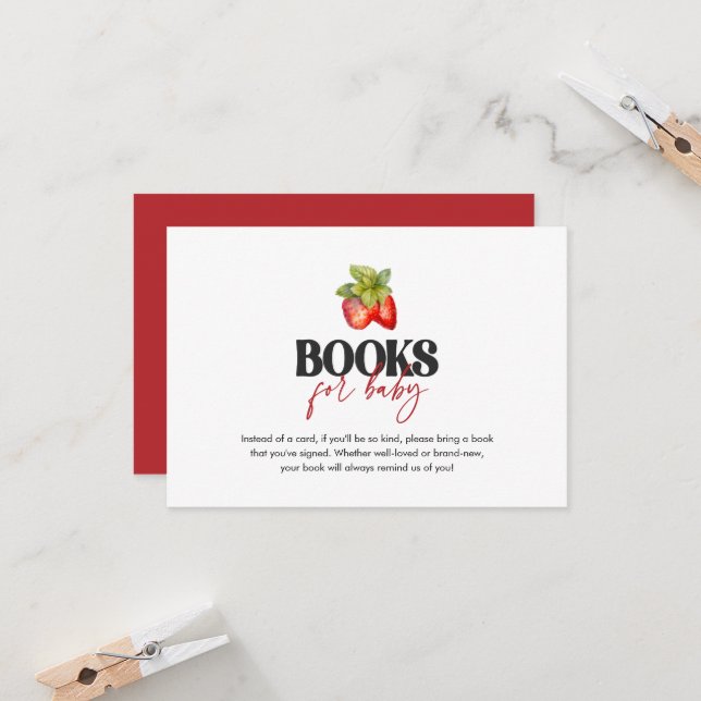 Invitation Livres Berry Sweet pour Baby Card (Devant/Arrière en situation)