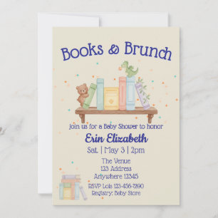 Invitation Livres & Brunch Baby Shower Bleu