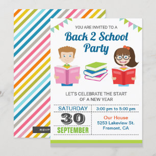 Invitation Livres colorés  Retour à l'invitation de la fête s