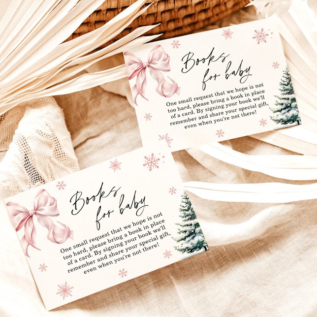 Invitation Livres de Baby shower de Snowflake Bow rose pour B (Créateur téléchargé)