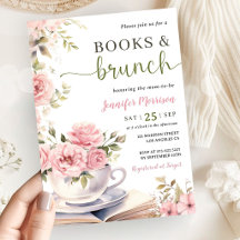 Livres et Brunch Baby Shower Fille Floral Rose