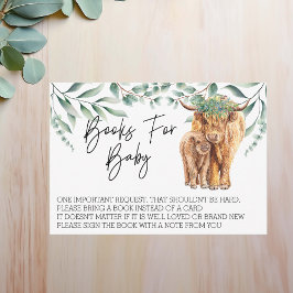 Invitation Livres pour Baby shower Highland Cow Eucalyptus