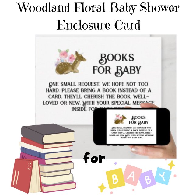 Invitation Livres pour Baby Woodland Floral Baby shower Card (Printed & Downloadable Options Available)