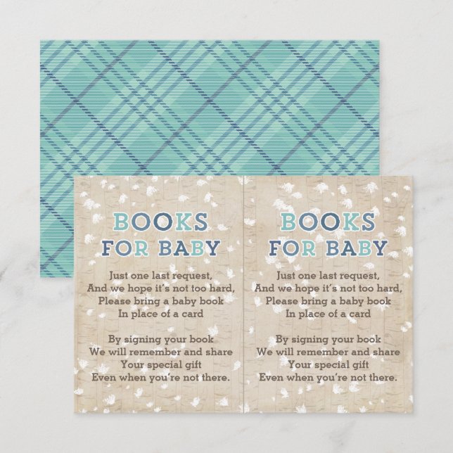 Invitation Livres Pour Bébé Baby shower Neige Hiver Insertion (Devant / Derrière)