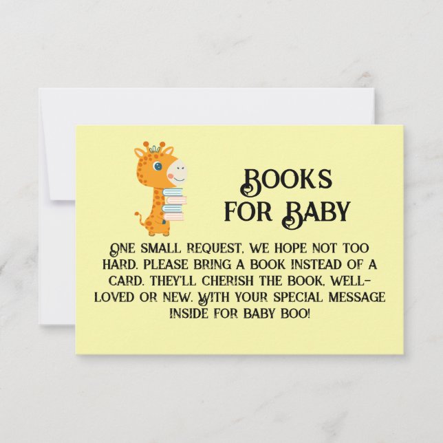 Invitation Livres pour bébé petite girafe mignonne contient d (Devant)
