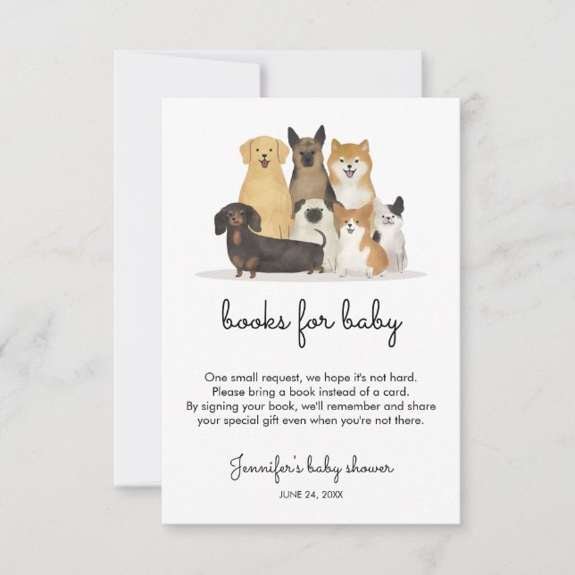Invitation Livres pour chien baby shower (Devant)