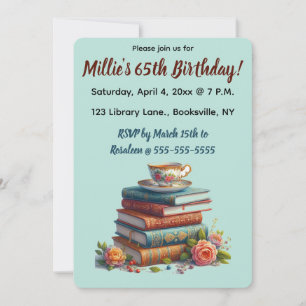 Invitation Livres Rose modifiables Teup Anniversaire