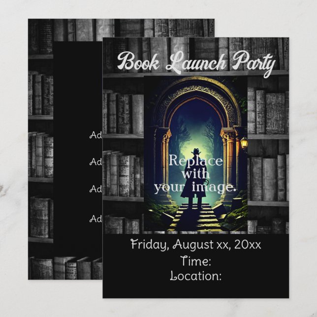 Invitation Livres Rustiques Noir Et Blanc Arrière - plan (Devant / Derrière)