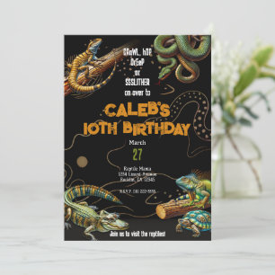 Invitation Lizard Serpent Turtle Reptile Dark Birthday Party