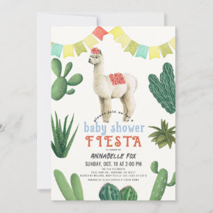 Invitation Llama Alpaca Cactus Fiesta Boy Baby shower