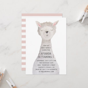 Invitation Llama Anniversaire Enfants Fête d'animaux de la